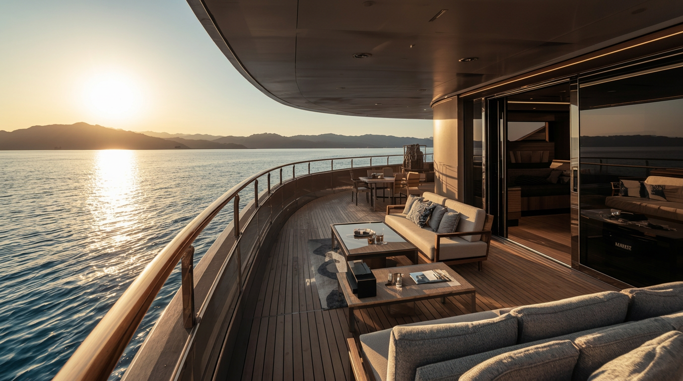 Luxury yacht on open water